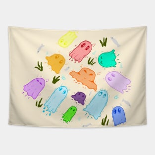 Halloween Boo ghost jellyfish colorful Tapestry