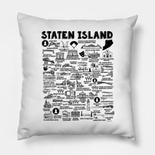 Staten Island Map Art Pillow