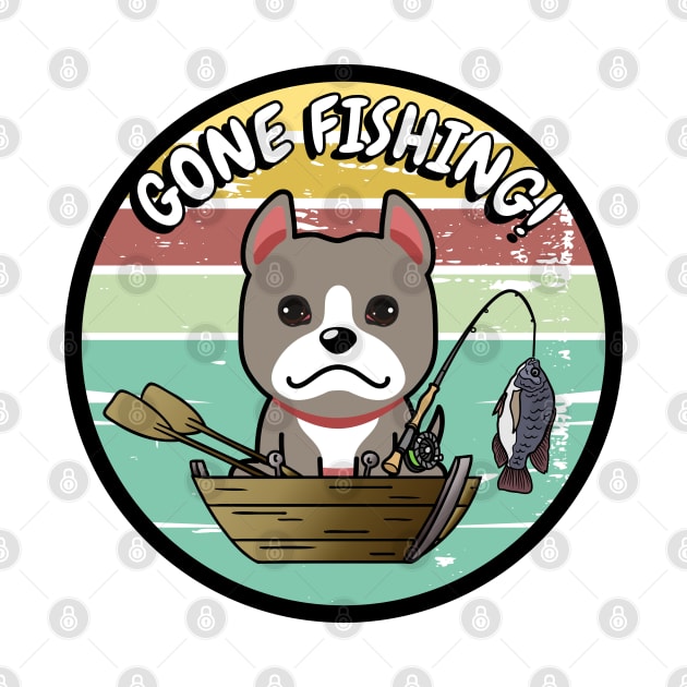 Cute grey dog has gone fishing by Pet Station