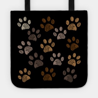 Brown colored paw print background Tote