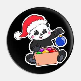 Cute Christmas Panda with Baubles Pin