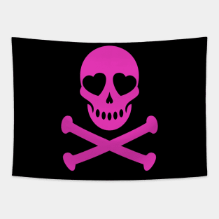 Of Vizions Heart Eyes Skull and Crossbones PINK Tapestry