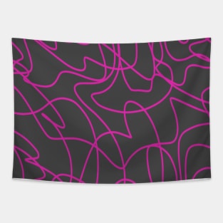 Line Art: Neon Pink on Gray Tapestry