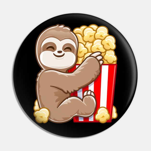 Funny Popcorn Lazy Chill Cute Sloth Pin by PnJ