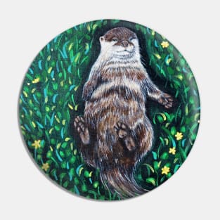 Relaxed River Otter Painting Pin