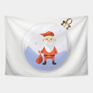 Santa Claus with gift bag in Christmas bauble Tapestry