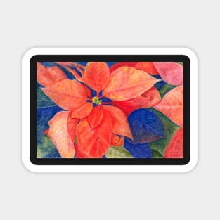 Orange Red Poinsettia Magnet