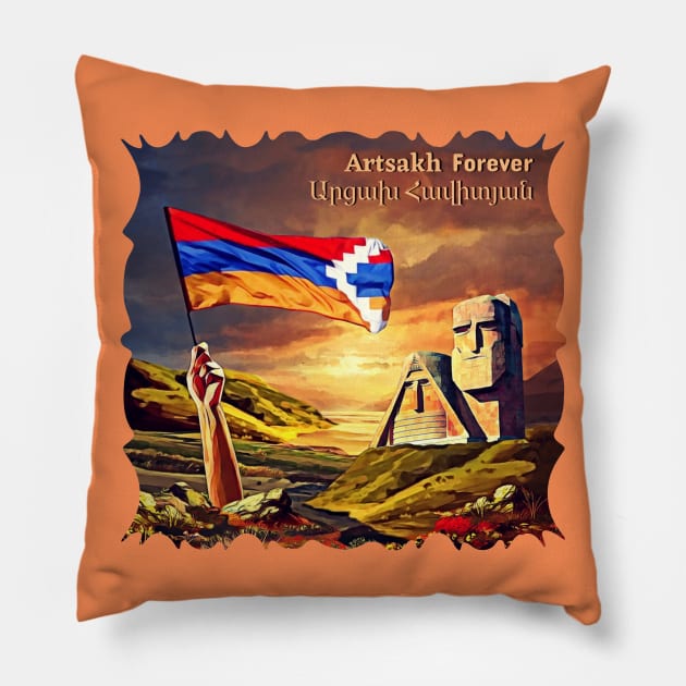 Artsakh Forever Արցախ հավիտյան Pillow by doniainart