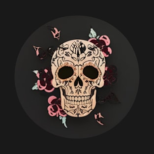 Skull Design With Flowers T-Shirt