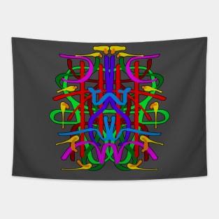 Abstract Symmetrical Colorful Ribbon Tapestry