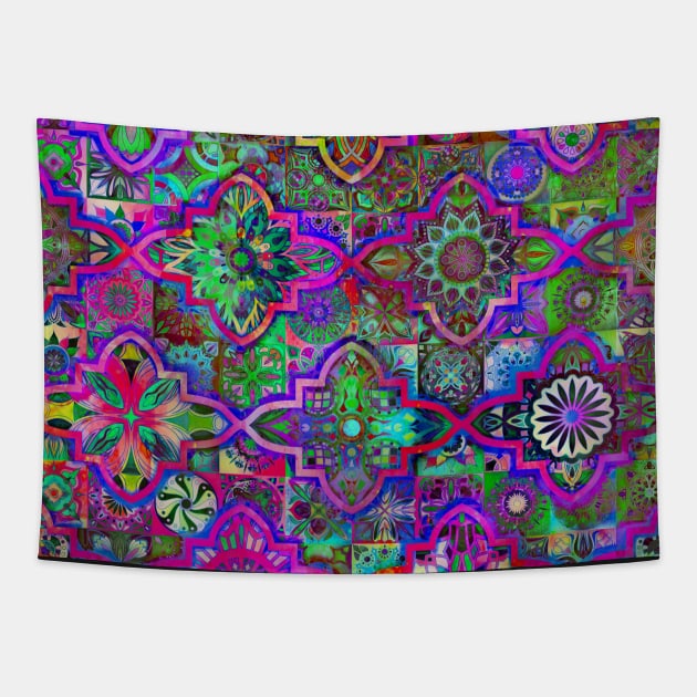 Bohemian hippie boho tie dye design Tapestry by redwitchart
