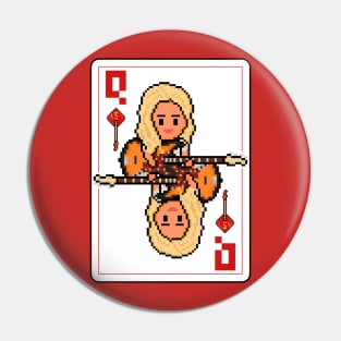 Pixelrockstars Queen of Diamonds Playing Card Pin