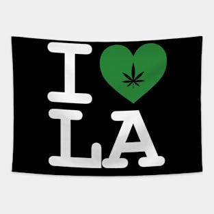 I Love LA Cannabis Medical Marijuana Pot Leaf Design Tapestry