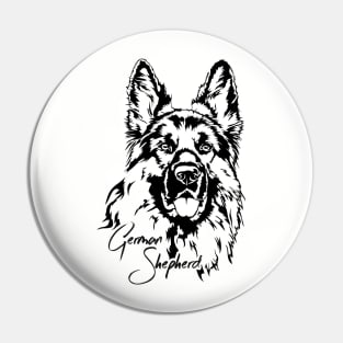 Funny Proud German Shepherd dog portrait Pin