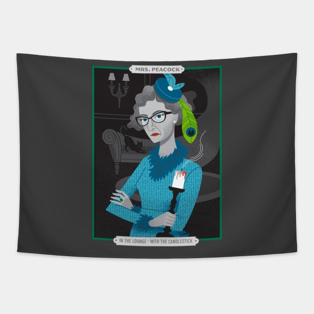 Mrs. Peacock Tapestry by Lucie Rice Illustration and Design, LLC