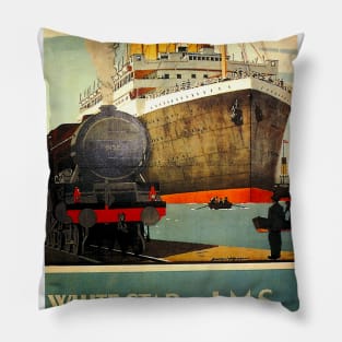 Vintage Travel - White Star Pillow