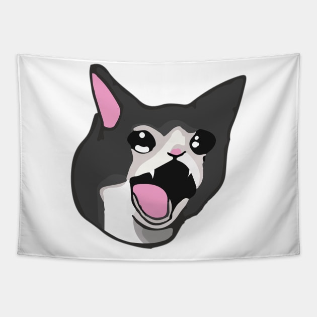 Yamero Crying Screaming Cat Meme Cute Japanese Kawaii Tapestry by alltheprints