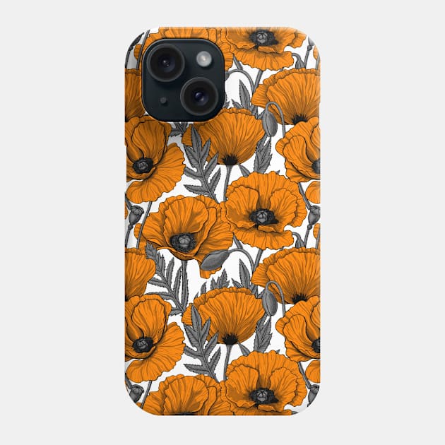 Orange poppy garden Phone Case by katerinamk
