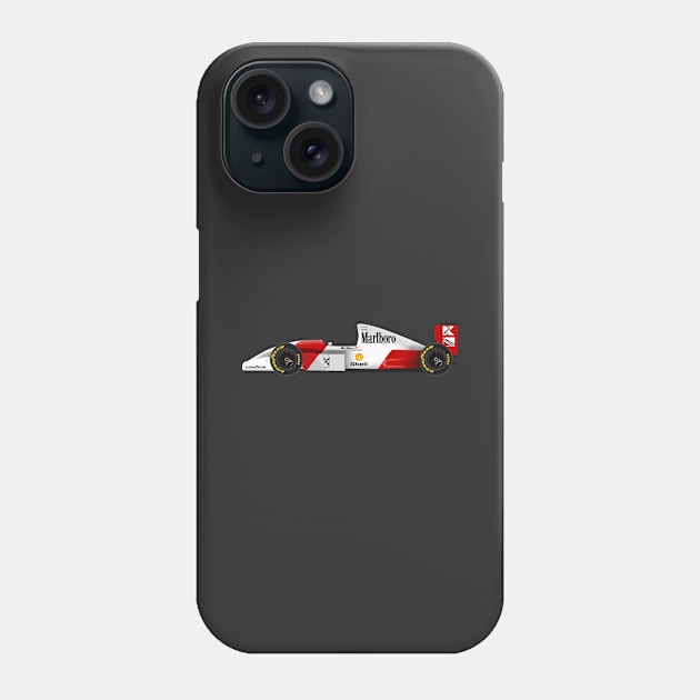 Ayrton Senna's McLaren Honda MP4/8 Illustration Phone Case by Burro Wheel