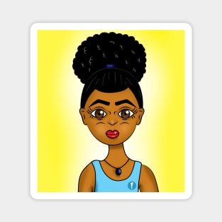 Black cute girl digital art Magnet