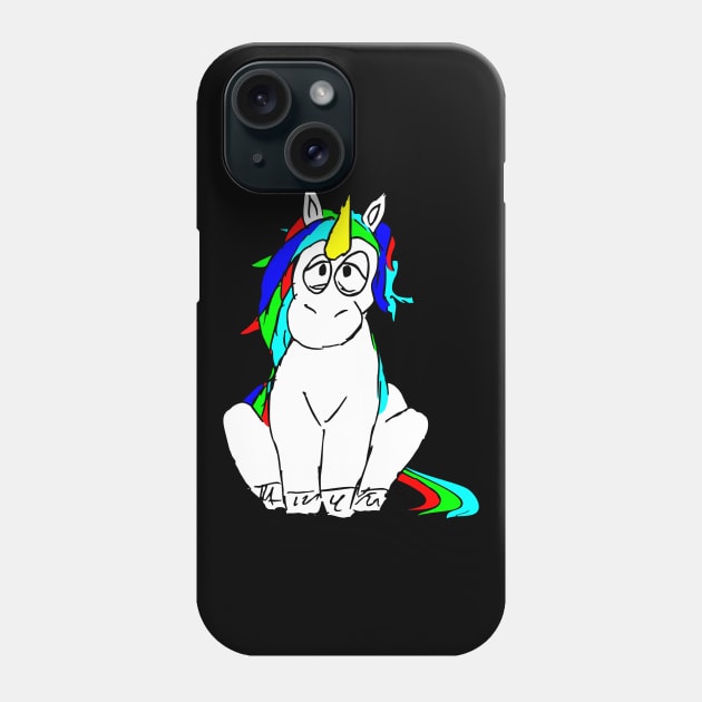 Tired sitting unicorn with frizzy hair Phone Case by FancyTeeDesigns