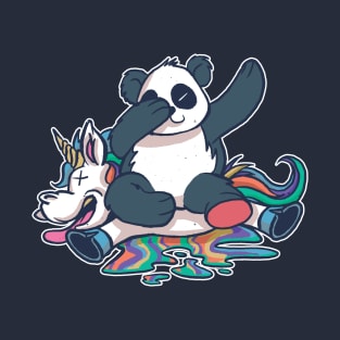 Dabbing Panda Smashing Unicorn Funny T-Shirt