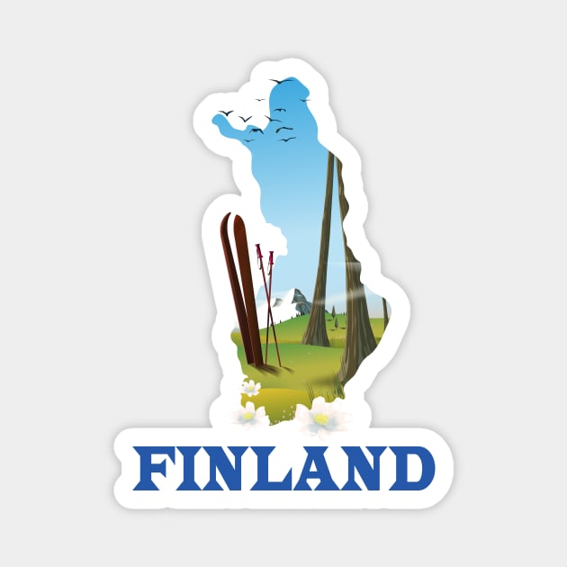 Finland Map Travel poster Magnet by nickemporium1