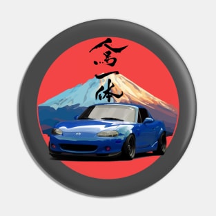 Blue Mazda Miata/MX-5 - Mount Fuji Jinba Ittai Roadster Life Pin