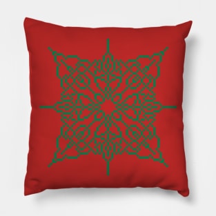 Pixel Green Holiday Snowflake (Style 2) Pillow