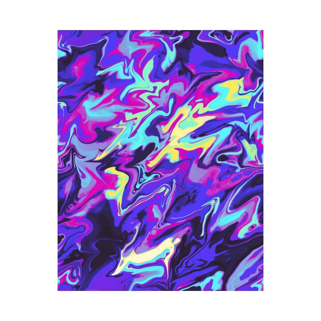 Vibrant Vaporwave Marble - Digital Paint Spill by GenAumonier