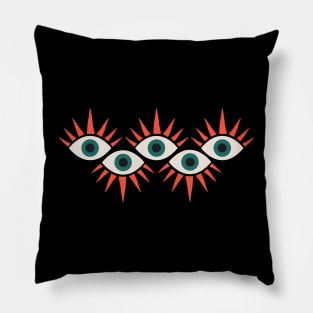 Bold and Colorful Pop-Art Style Eyes | pink blue black| Pillow