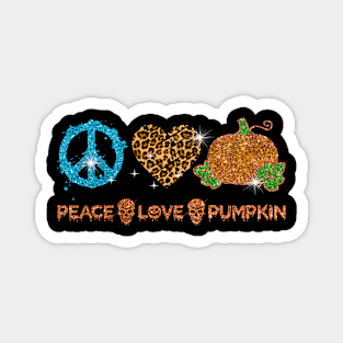 Halloween Peace Love Pumpkin Fall Girls Kids Gift Heart Leopard Magnet