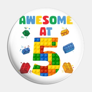 5 Year Old Building Blocks B-day Gift For Boys Kids Pin