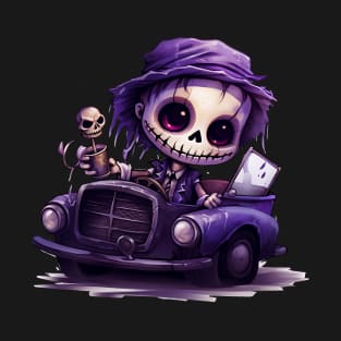 Scary Spooky Doll Halloween Driver Skull Creature Fun T-Shirt