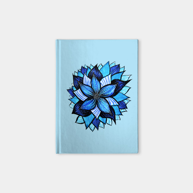 Beautiful Abstract Blue Flower Ink Drawing Beautiful Notebook Teepublic