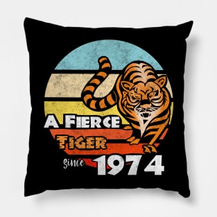 Year of the Tiger 1974 Fierce Vintage Chinese New Year Zodiac Pillow