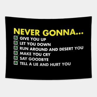 Rick Roll Never Gonna Checklist Tapestry