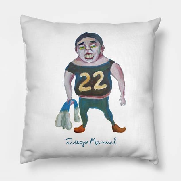 The soccer fan. People of the neighborhood Pillow by diegomanuel