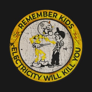 VINTAGE -  Electricity Will Kill You Kids Yellow T-Shirt