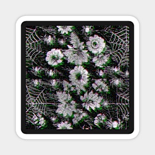 Glitch Spiderwebs Floral Magnet