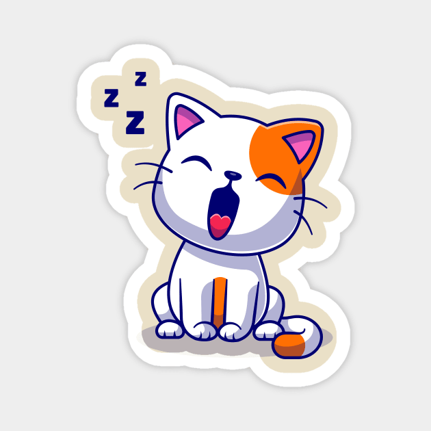 Cute Cat Yawning Sleepy Cartoon Magnet by Catalyst Labs