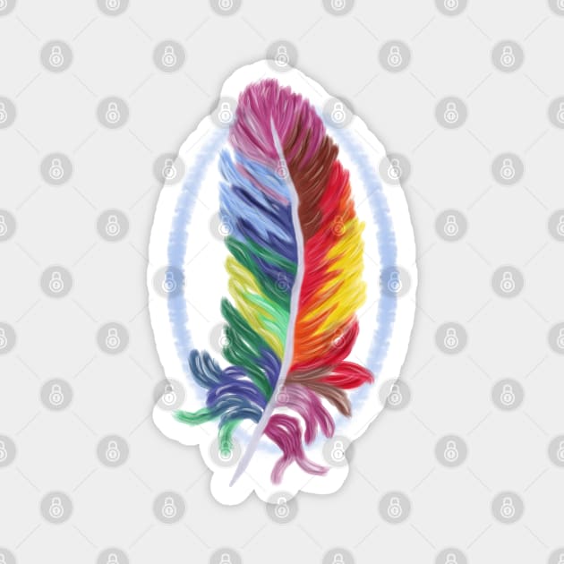 Colorful Bird Feather Magnet by Lighttera