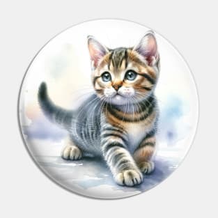 Domestic Shorthair Watercolor Kitten - Cute Kitties Pin