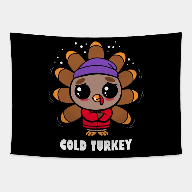 Cold Turkey Funny Cute Kawaii Turkey Winter Sneezing Cold Meme Tapestry by Originals By Boggs