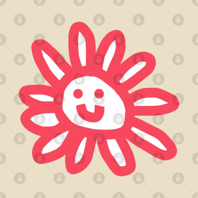 Red Daisy Flower Smiley Face Graphic by ellenhenryart