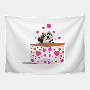 Puppy Shih Tzu Valentine Tapestry