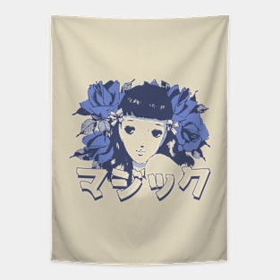 Anime Flower Girl 'Magic' In Japanese Aesthetic Otaku, Vintage Tapestry