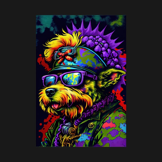 Psychedelic Dog with Sunglasses by dholzric