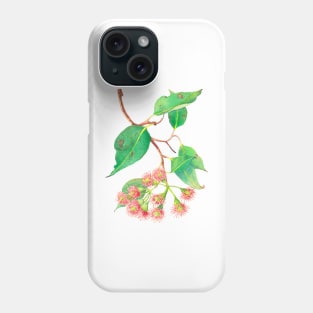 Red flowering eucalyptus branch watercolour Phone Case