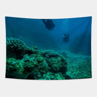 Coral reef and scuba diver Tapestry